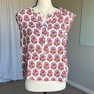 J.Crew Cotton Floral Block Print Top XS Oversized Boxy Fit S/M